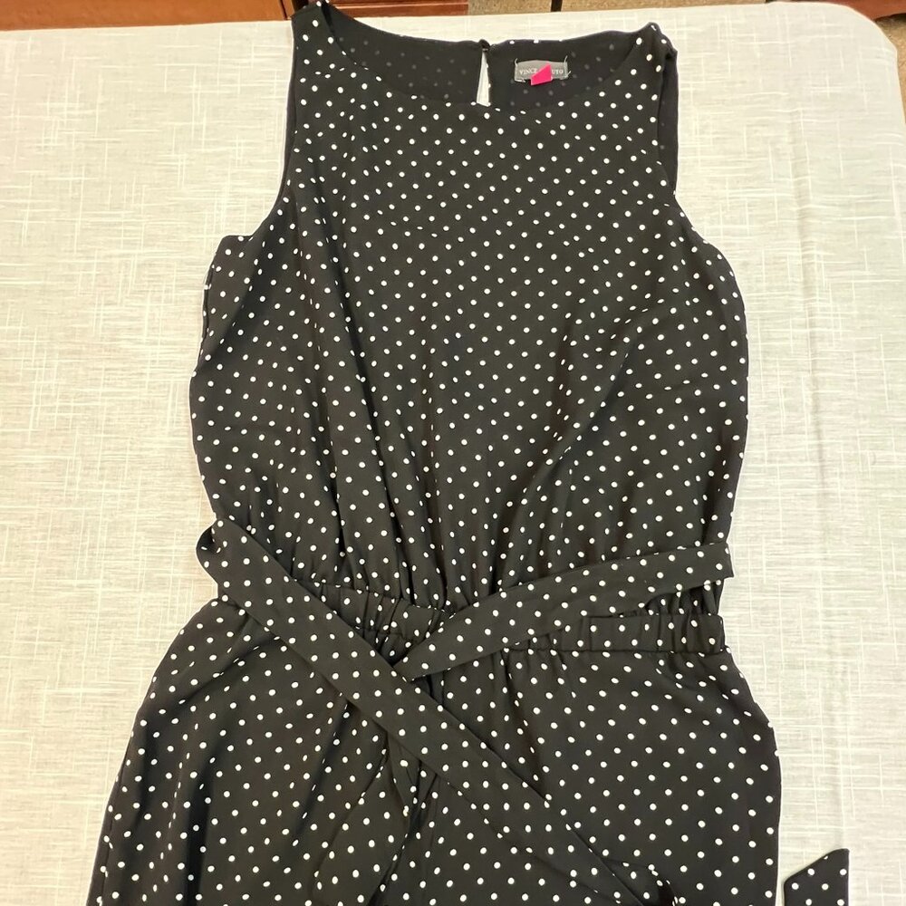 Vince Camuto Black/White Polka Dot Sleeveless Jumpsuit